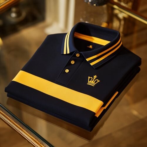00a30fbb860eee2729b4ddad9b54f5fb680de0ba.jpg Men's Business Casual Button Short Sleeve Polo Shirt