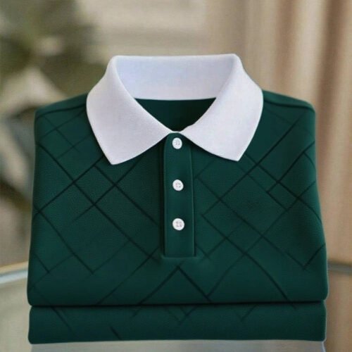 Men's Business Casual Button Short Sleeve Polo Shirt