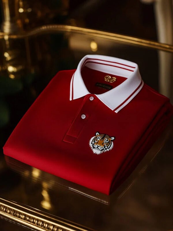 14.jpg Men's Classic Business Check Logo Short Sleeve Button Polo Shirt