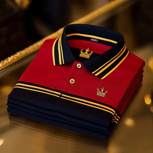 24.jpg Men's Classic Business Check Crown Logo Short Sleeve Polo Shirt
