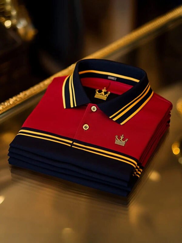 24.jpg Men's Classic Business Check Crown Logo Short Sleeve Polo Shirt
