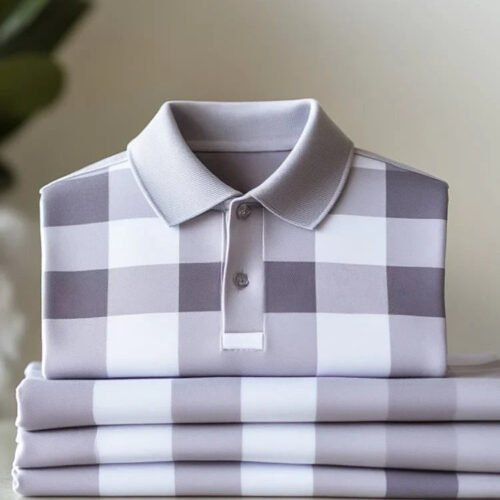 26.jpg Men's Classic Business Check Button Short Sleeve Stretch Polo Shirt