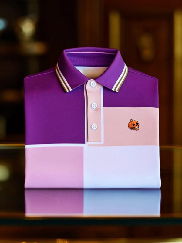 28.jpg Men's Business Casual Artistic Geometric Block Short Sleeve Polo Shirt
