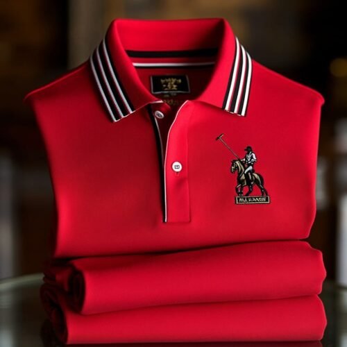 Men's Classic Business Check Button Short Sleeve Polo Shirt