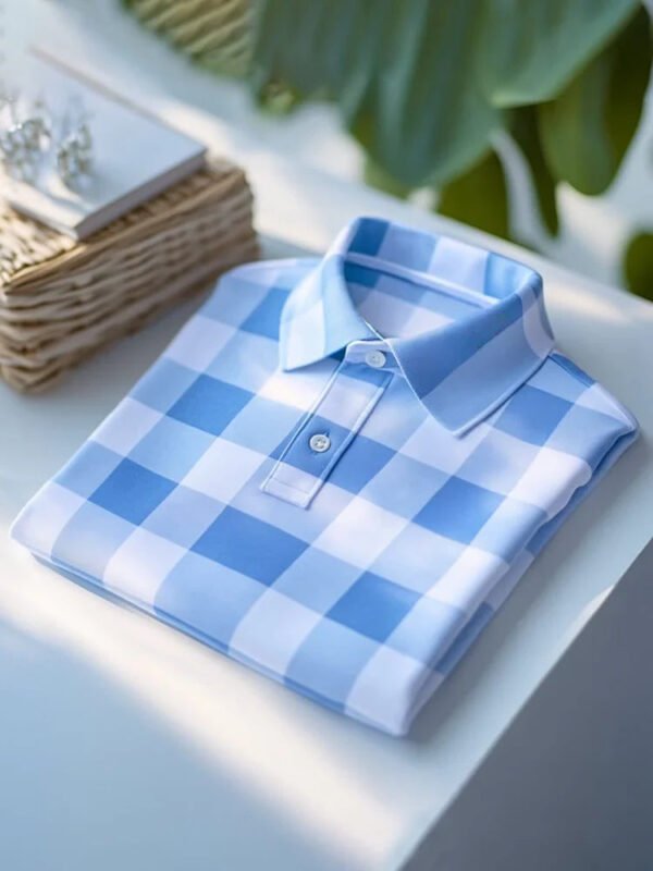 36.jpg Men's Classic Business Plaid Short Sleeve Logo Polo Shirt