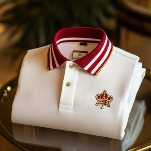37.jpg Men's Classic Business Check Crest Short Sleeve Polo Shirt