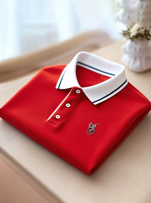 38.jpg Men's Business Casual Rainbow Striped Short Sleeve Button Polo Shirt