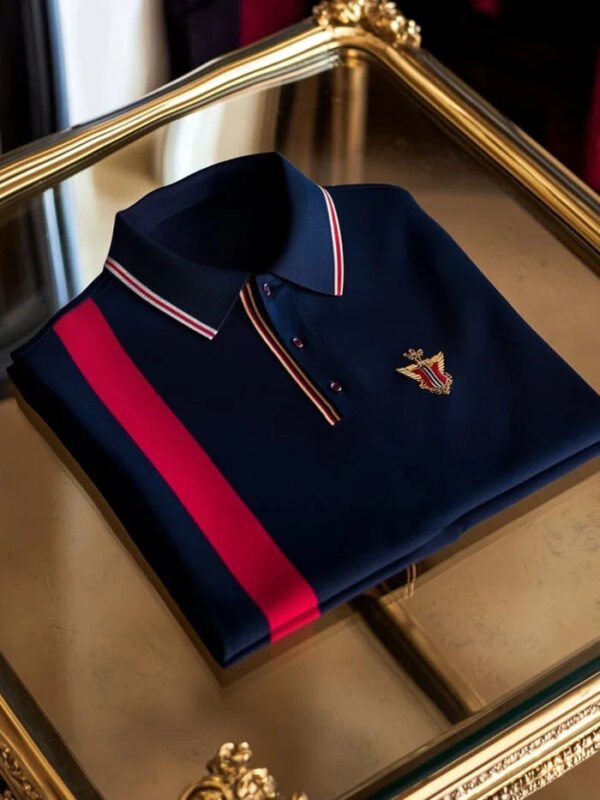 40.jpg Men's Classic Business Striped Button Short Sleeve Polo Shirt