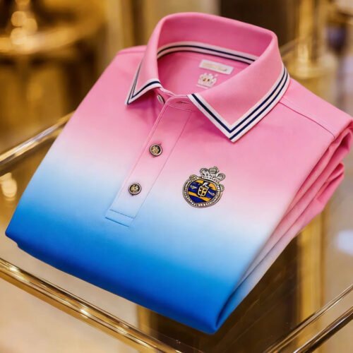 41.jpg Men's Classic Business Button Short Sleeve Polyester Tribal Polo Shirt