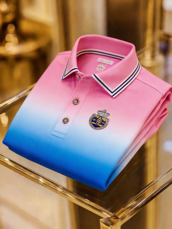 41.jpg Men's Classic Business Button Short Sleeve Polyester Tribal Polo Shirt