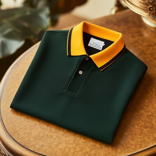 Men's Classic Business Check Logo Button Short Sleeve Polo Shirt