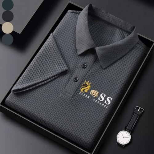 Men'S Waffle Fabric Casual Short Sleeve POLO Shirt
