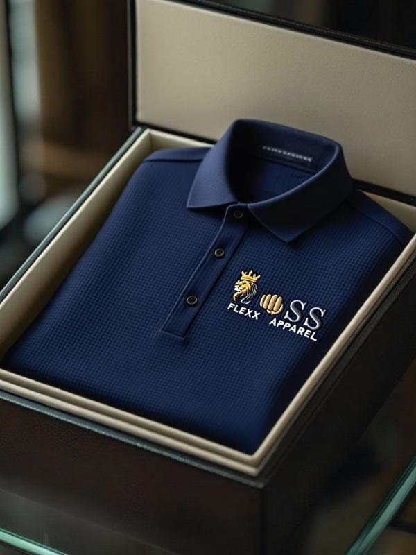 AI-20250916-0.png Men's Fashion Business Style Letter Printed Waffle Casual Short Sleeve POLO Shirt