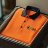 AI-20250916-1.png Men's Fashion Business Style Letter Printed Waffle Casual Short Sleeve POLO Shirt