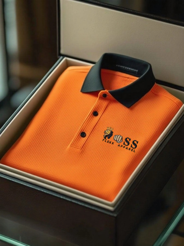 AI-20250916-1.png Men's Fashion Business Style Letter Printed Waffle Casual Short Sleeve POLO Shirt