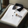 AI-20250916.png Men's Fashion Business Style Letter Printed Waffle Casual Short Sleeve POLO Shirt