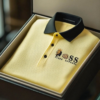 AI-20250916-12.png Men's Fashion Business Style Letter Printed Waffle Casual Short Sleeve POLO Shirt