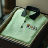 AI-20250916-13.png Men's Fashion Business Style Letter Printed Waffle Casual Short Sleeve POLO Shirt