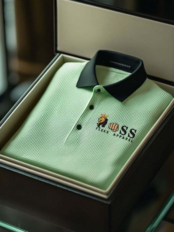 AI-20250916-13.png Men's Fashion Business Style Letter Printed Waffle Casual Short Sleeve POLO Shirt