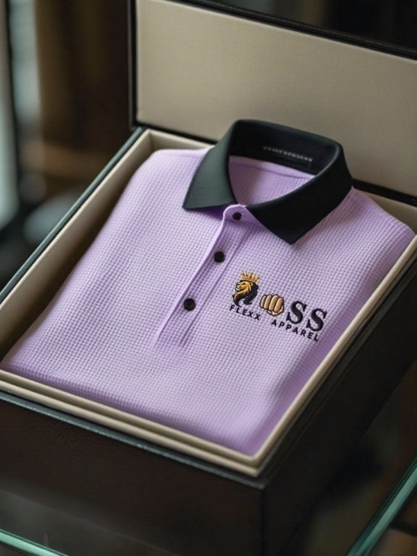AI-20250916-14.png Men's Fashion Business Style Letter Printed Waffle Casual Short Sleeve POLO Shirt