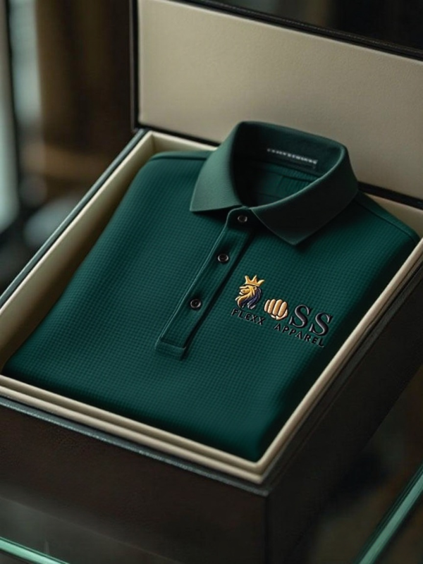 AI-20250916-16.png Men's Fashion Business Style Letter Printed Waffle Casual Short Sleeve POLO Shirt