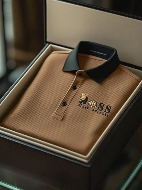 AI-20250916-19.png Men's Fashion Business Style Letter Printed Waffle Casual Short Sleeve POLO Shirt
