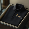 AI-20250916-3.png Men's Fashion Business Style Letter Printed Waffle Casual Short Sleeve POLO Shirt