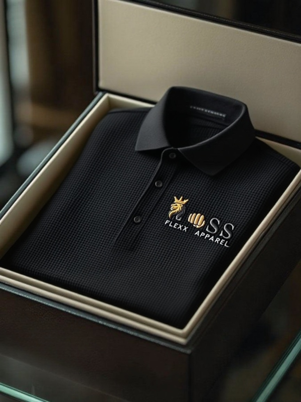 AI-20250916-3.png Men's Fashion Business Style Letter Printed Waffle Casual Short Sleeve POLO Shirt