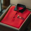 AI-20250916-4.png Men's Fashion Business Style Letter Printed Waffle Casual Short Sleeve POLO Shirt