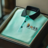AI-20250916-5.png Men's Fashion Business Style Letter Printed Waffle Casual Short Sleeve POLO Shirt