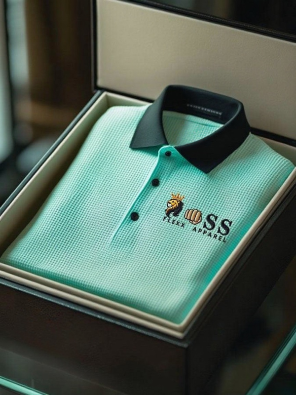 AI-20250916-5.png Men's Fashion Business Style Letter Printed Waffle Casual Short Sleeve POLO Shirt