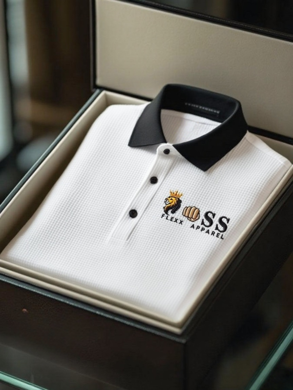 AI-20250916.png Men's Fashion Business Style Letter Printed Waffle Casual Short Sleeve POLO Shirt