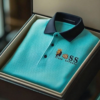 AI-20250916-9.png Men's Fashion Business Style Letter Printed Waffle Casual Short Sleeve POLO Shirt