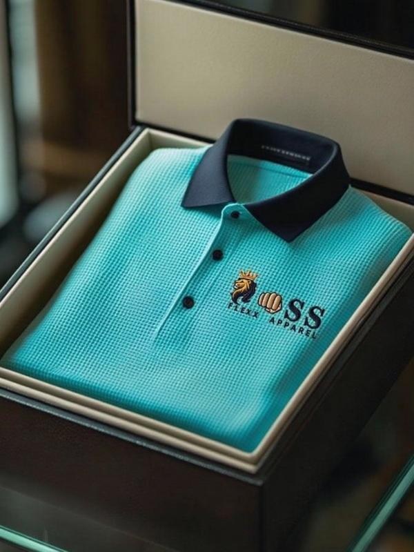 AI-20250916-9.png Men's Fashion Business Style Letter Printed Waffle Casual Short Sleeve POLO Shirt