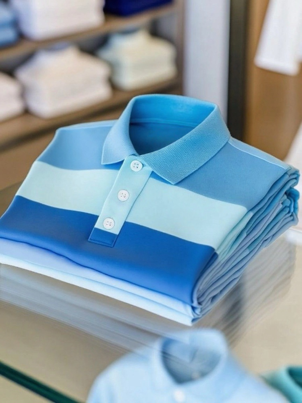 MYY25071403-AI-20250915-0.png Men's Business Casual Color Block Stripe Button Short Sleeve Polo Shirt