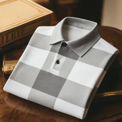 Men's Classic Business Logo Button Short Sleeve Polo Shirt
