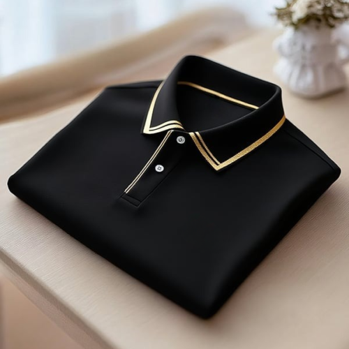 Men's Classic Business Logo Button Short Sleeve Polo Shirt