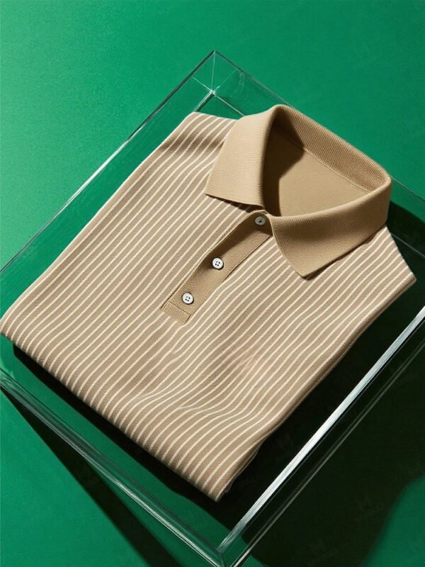 YY25061001-_2.jpg Men's Business Casual Striped Button Short Sleeve Polo Shirt