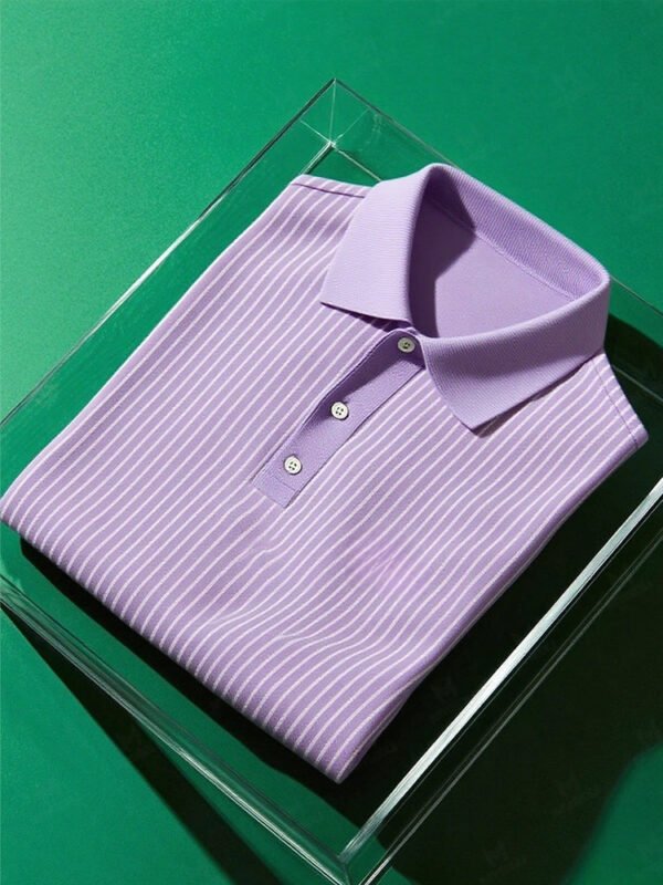 YY25061001-_3.jpg Men's Business Casual Striped Button Short Sleeve Polo Shirt