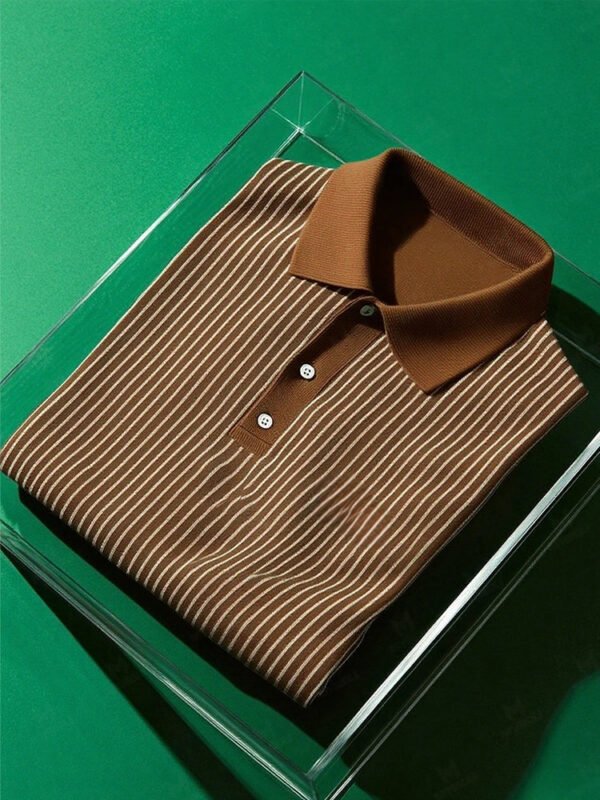 YY25061001-_4.jpg Men's Business Casual Striped Button Short Sleeve Polo Shirt