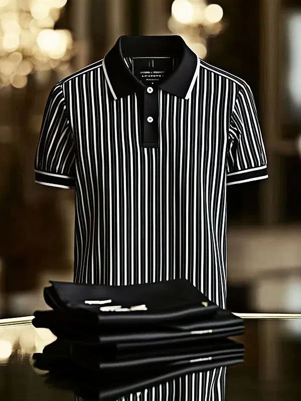 YY25070402-_1.png Men's Striped Business Lapel Short Sleeve Polo Shirt