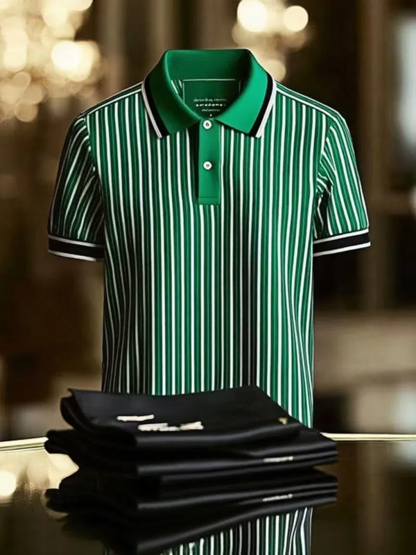YY25070402-_5.png Men's Striped Business Lapel Short Sleeve Polo Shirt