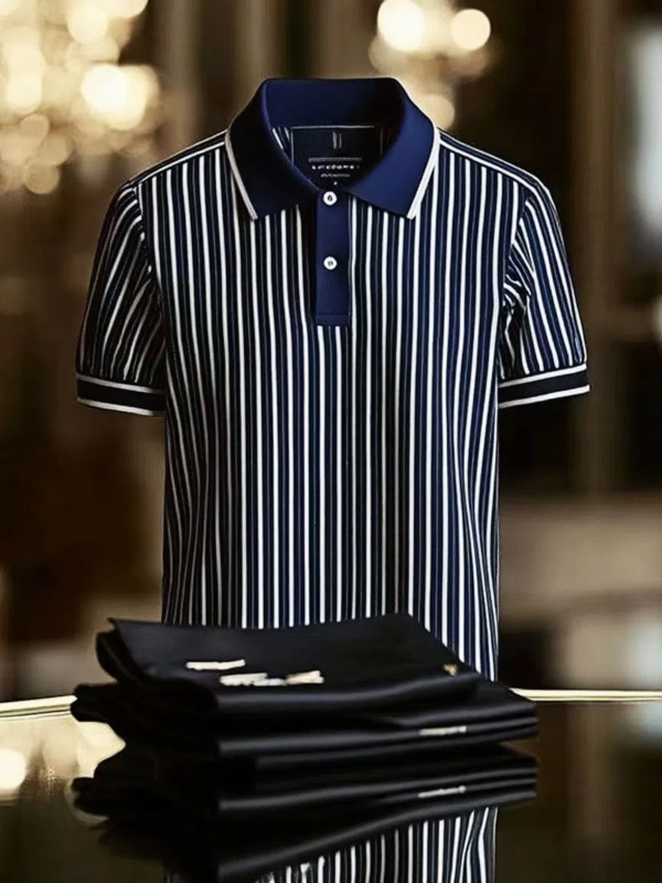 YY25070402-_7.png Men's Striped Business Lapel Short Sleeve Polo Shirt