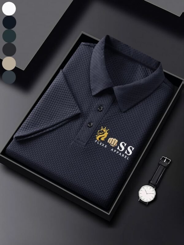 bc86e9e046d8e44eb1e4bdf2ce73d1979628f971.jpg Men'S Waffle Fabric Casual Short Sleeve POLO Shirt