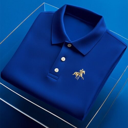 Men's Business Casual Button Short Sleeve Polo Shirt
