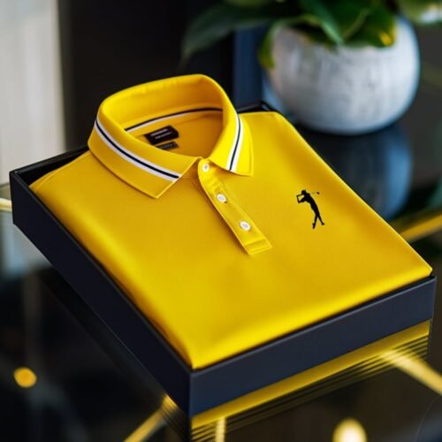 Men's Business Casual Button Short Sleeve Polo Shirt